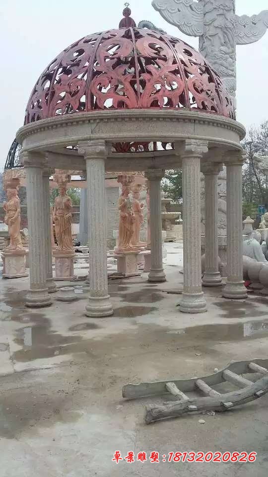 砂岩圆顶欧式凉亭石雕 (2)