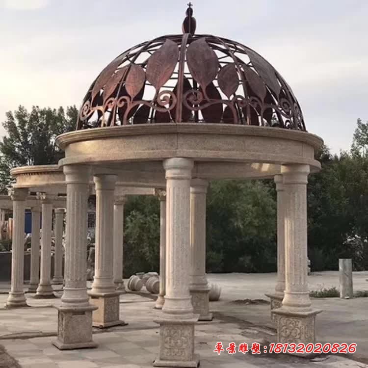 砂岩圆顶欧式凉亭石雕 (4)