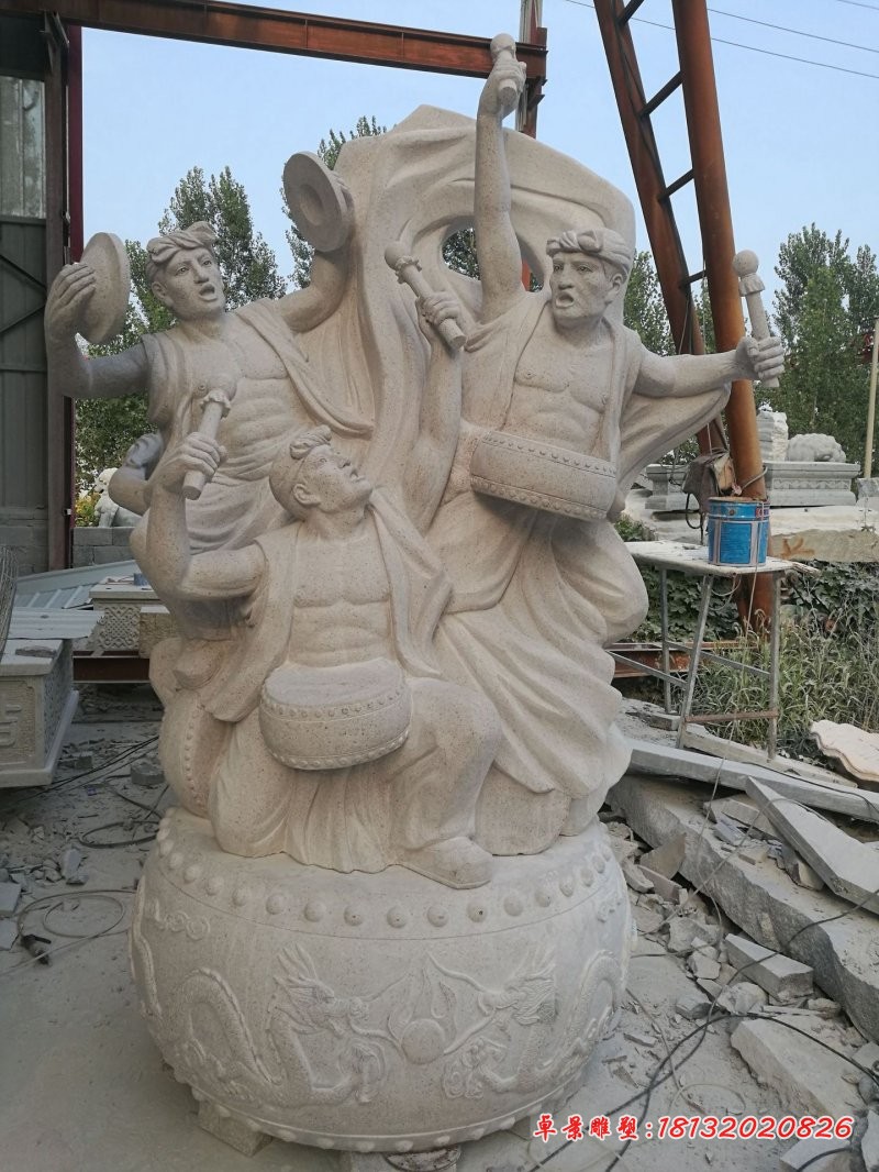 陕西打鼓人物石雕