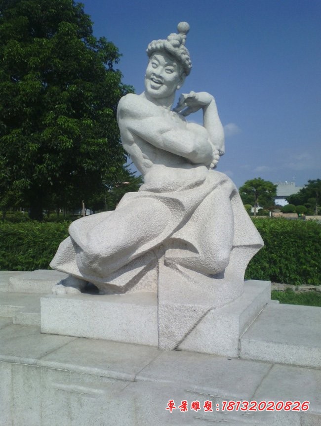 少数民族人物跳舞石雕