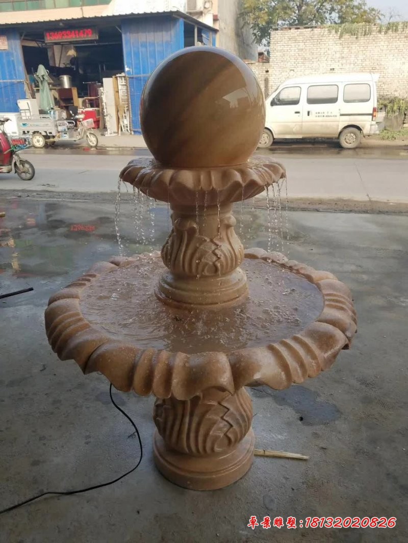 石雕双层风水球