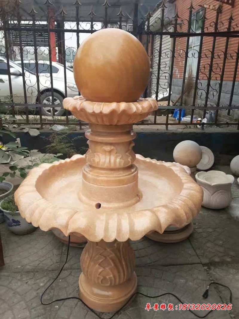 石雕小型双层风水球