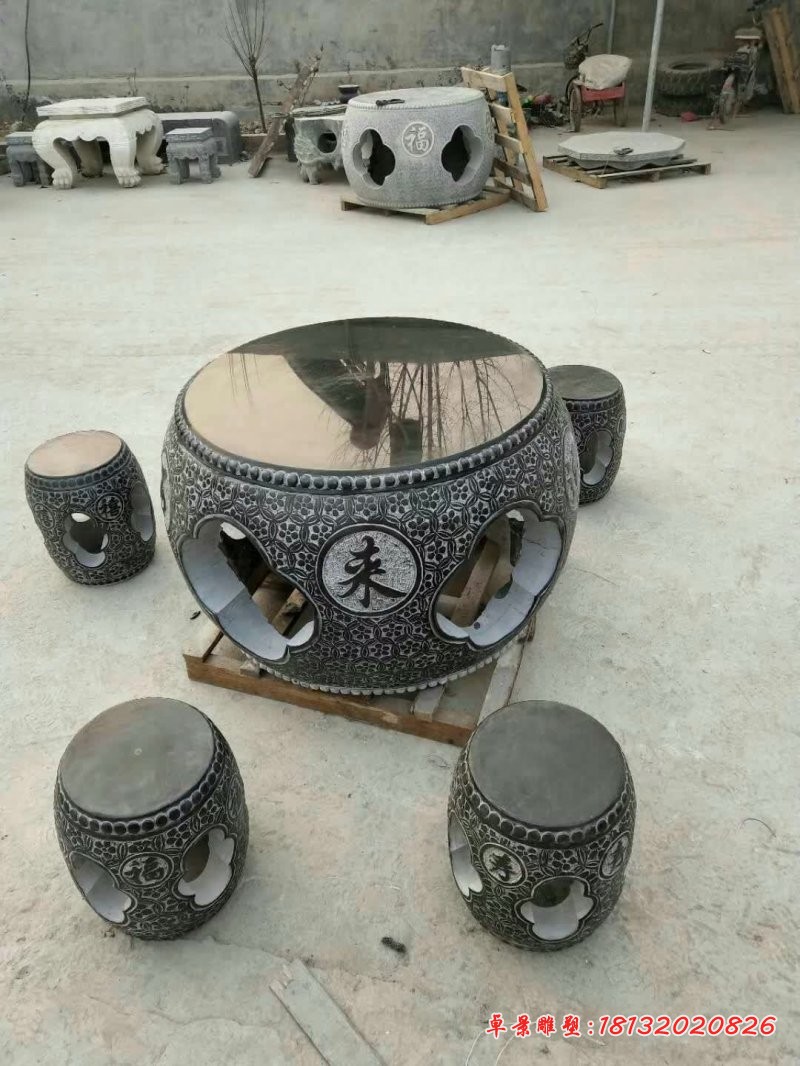 石来运转浮雕圆桌凳