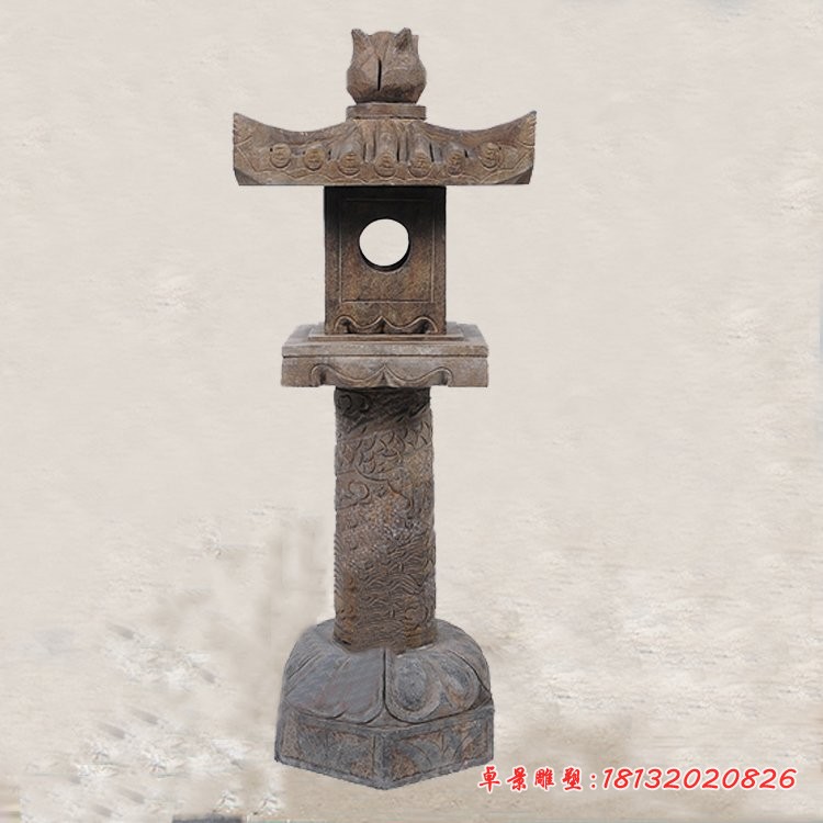 寺庙仿古莲花石灯