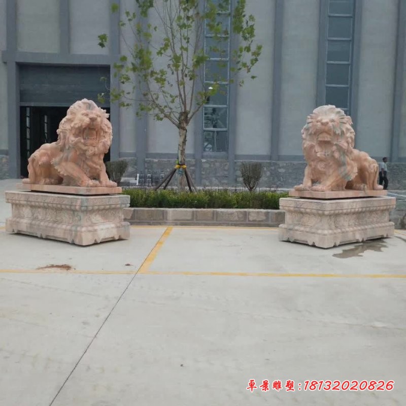 晚霞红欧式石狮子