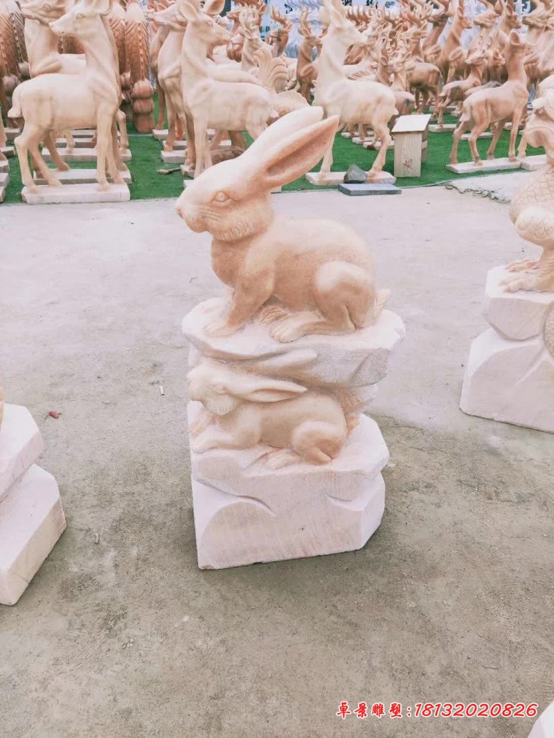 晚霞红十二生肖动物石雕 (9)