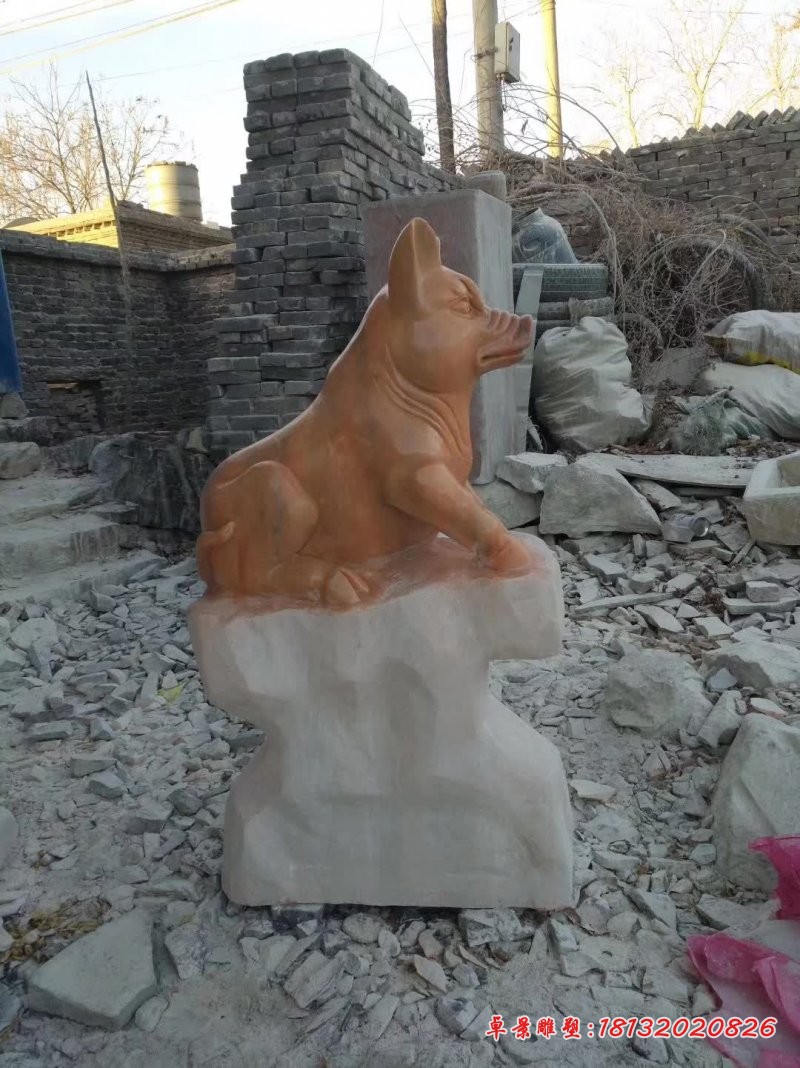 晚霞红十二生肖动物石雕 (13)