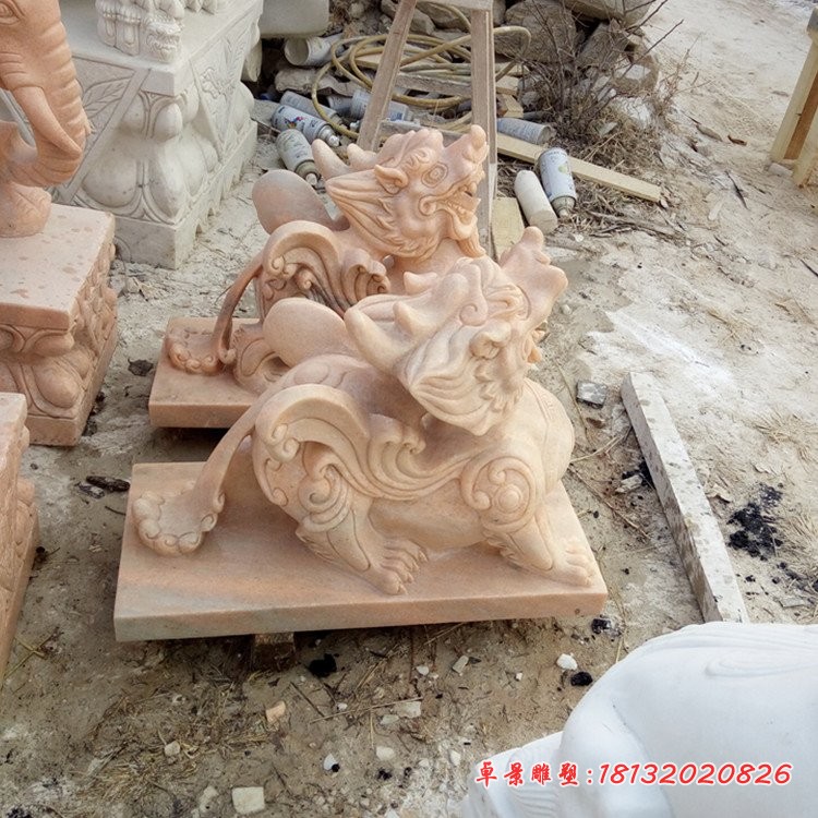 晚霞红小貔貅石雕