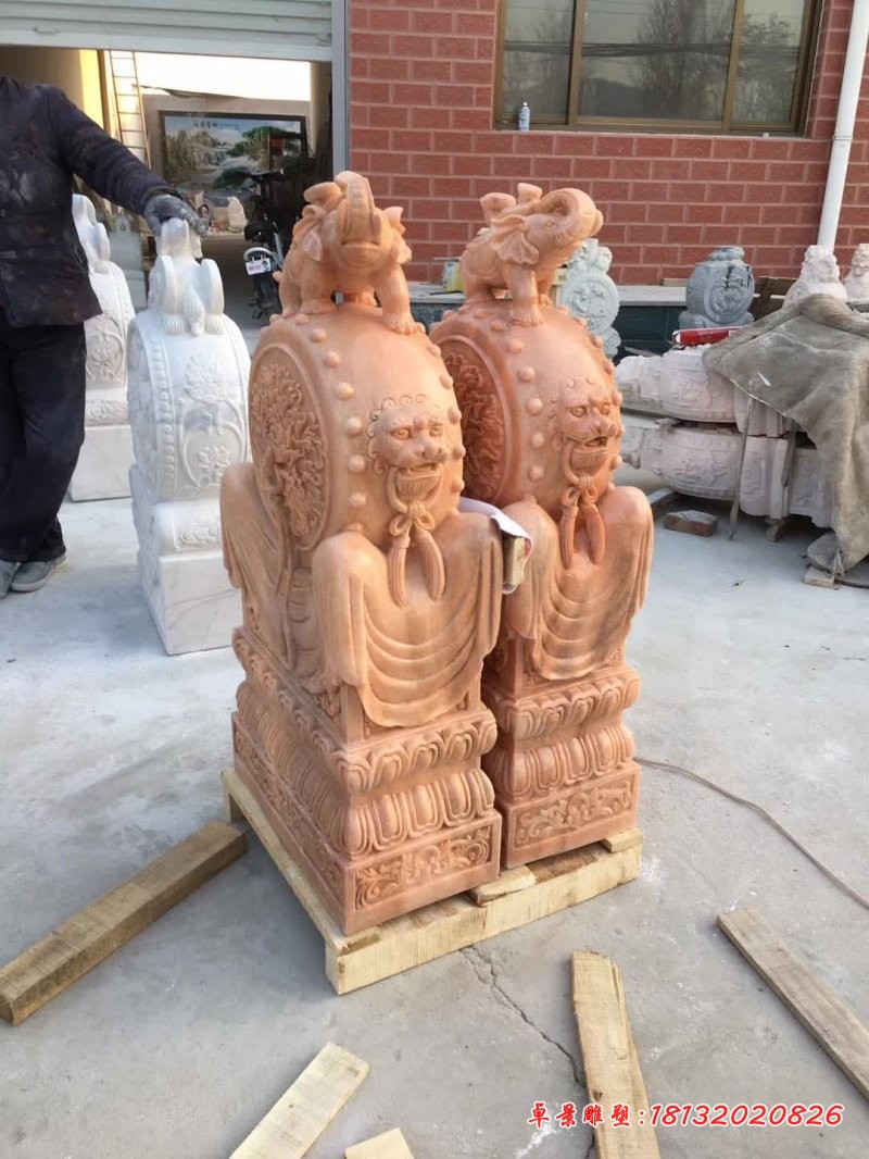 晚霞红小象石门墩