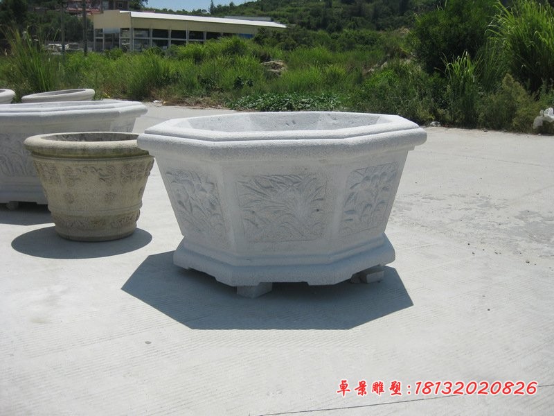 八角石水缸庭院景观石雕