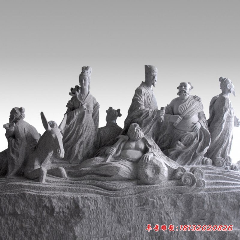 八仙过海石雕古代人物雕塑 