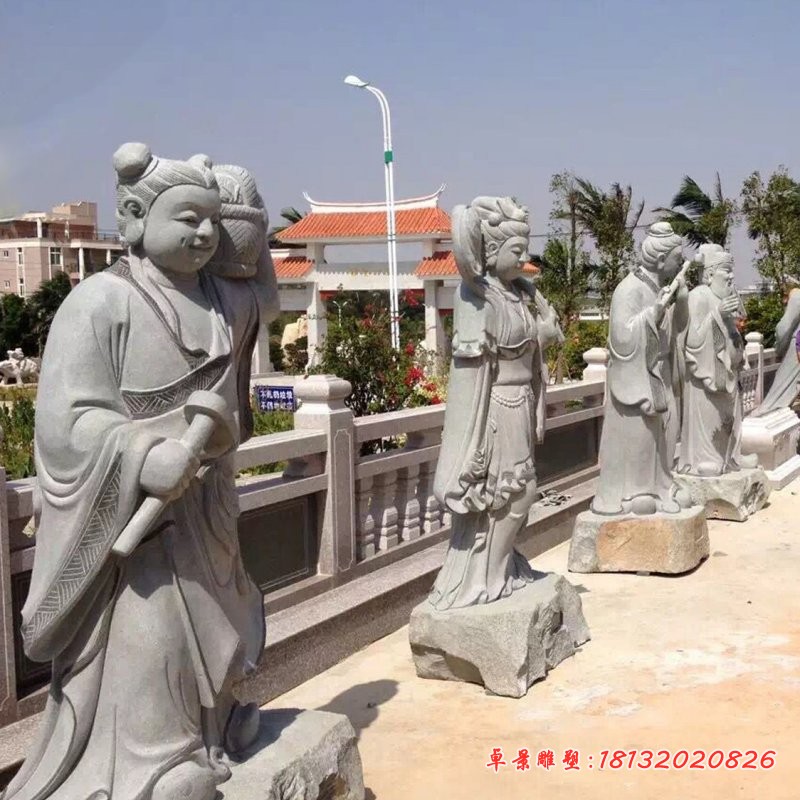 八仙过海石雕古代人物雕塑 
