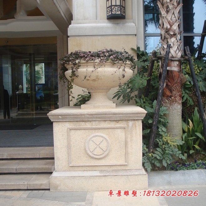 别墅景观雕塑大理石花盆