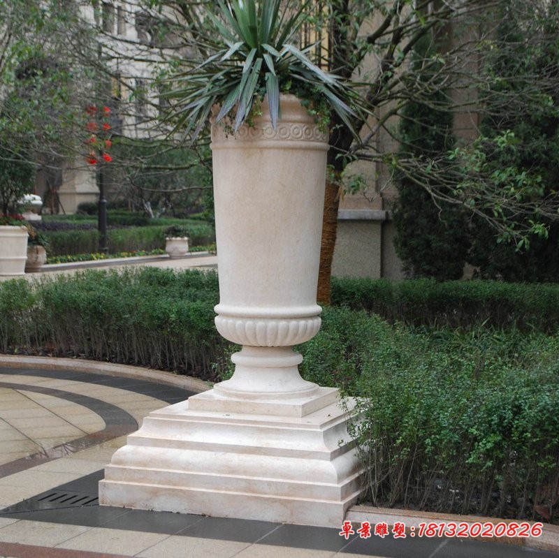 别墅景观石雕大理石花盆 