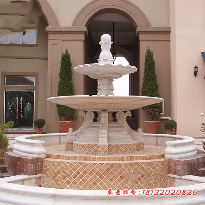 别墅景观石雕多层喷泉雕塑