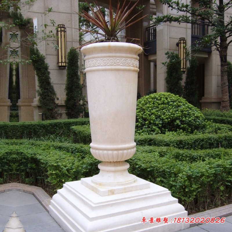 别墅景观石雕花盆雕塑 