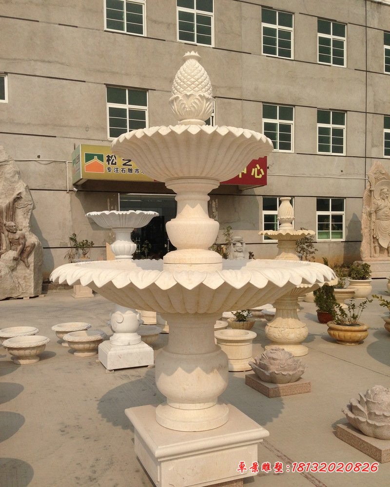 菠萝式喷泉小区景观石雕 (2)