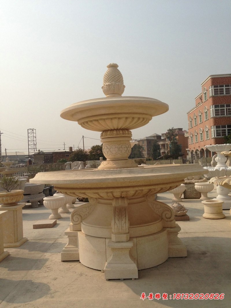 菠萝式喷泉小区景观石雕 (3)
