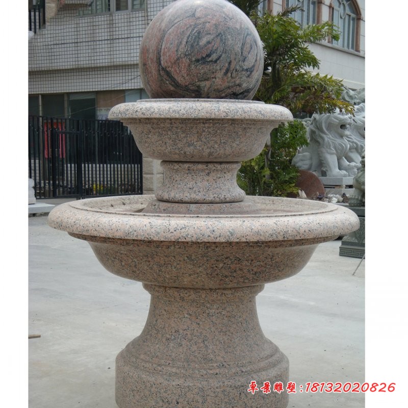 财源滚滚石雕风水球喷泉雕塑 