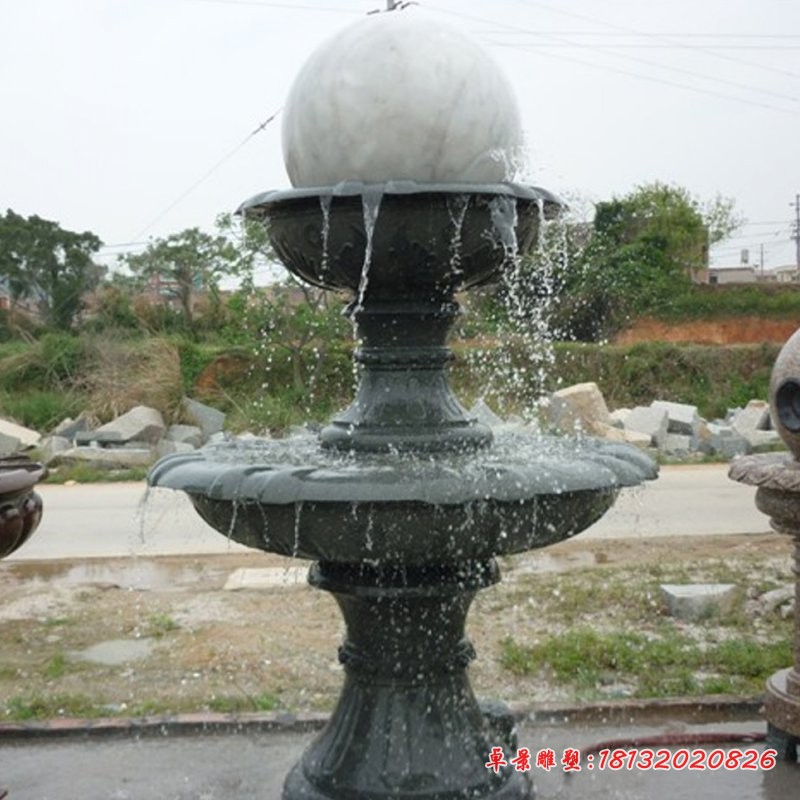 财源滚滚石雕风水球喷泉雕塑 