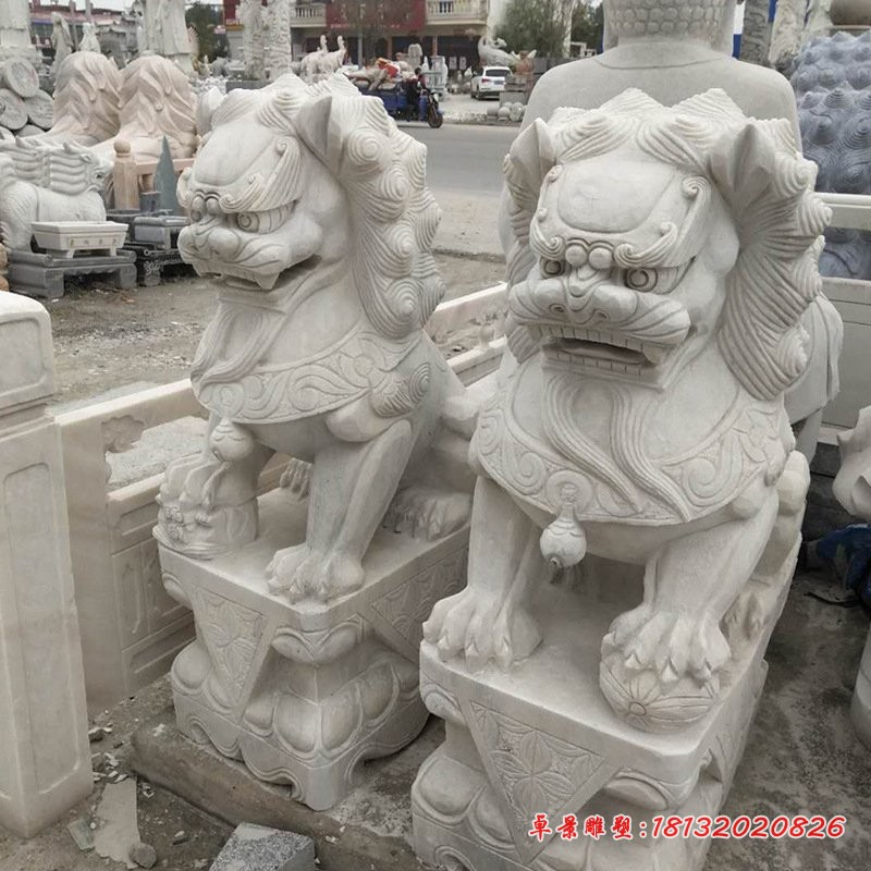 大理石狮子企业景观雕塑 (1)