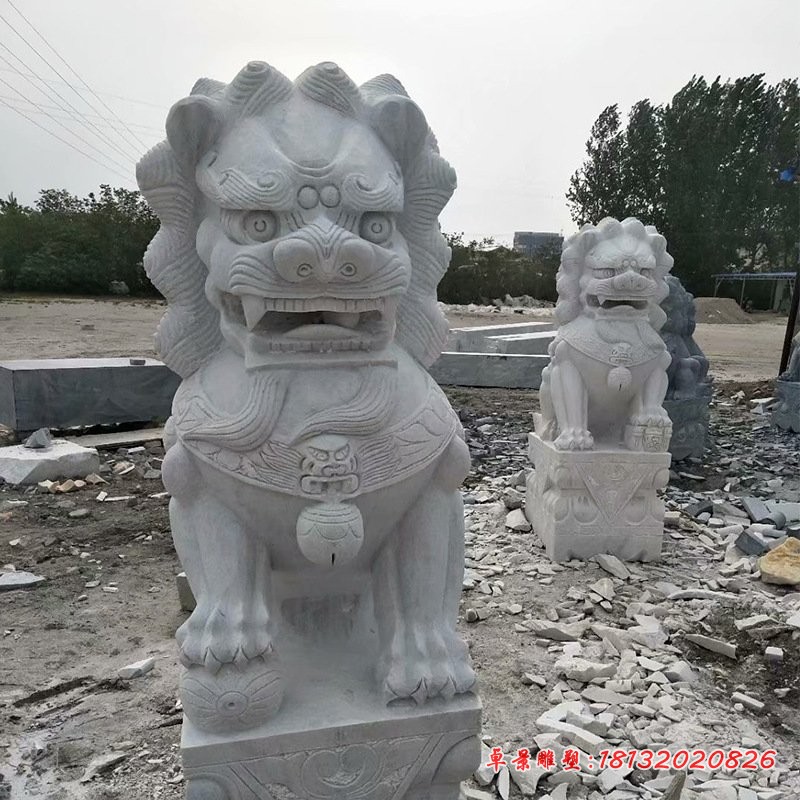 大理石狮子企业景观雕塑 (4)