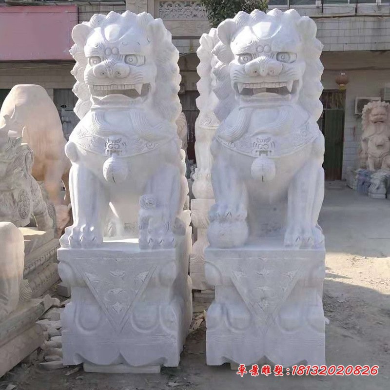 大理石狮子企业景观雕塑 (6)