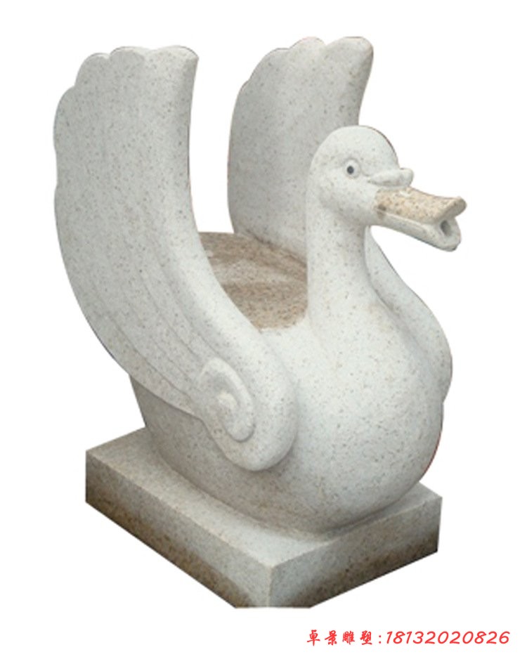 大理石天鹅喷泉小区景观石雕 