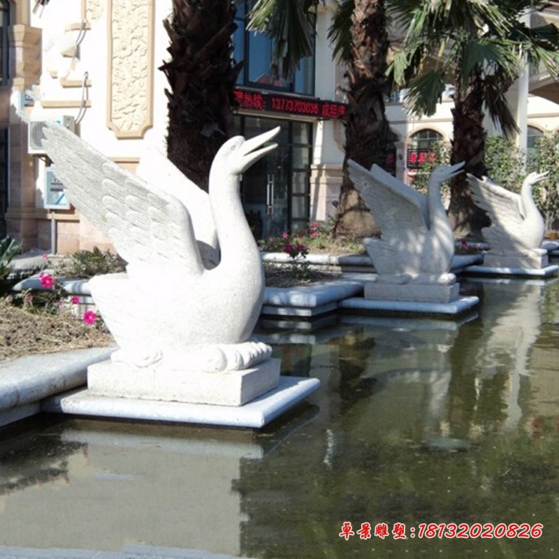 大理石天鹅喷泉小区景观石雕