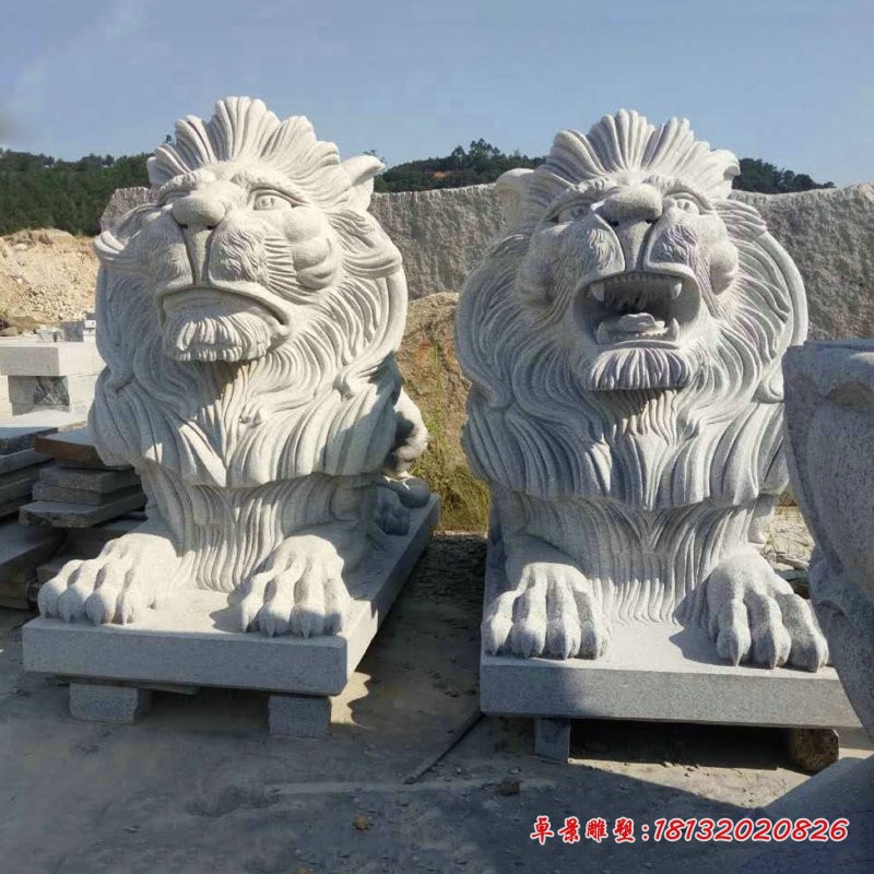 大理石西洋狮雕塑欧式石狮子