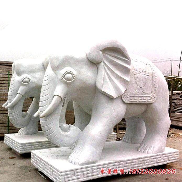 大理石招财大象公园景观雕塑 