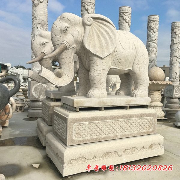 大理石招财大象公园景观雕塑