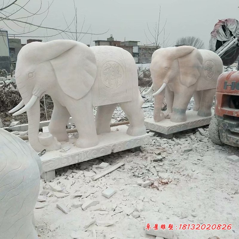 大象石雕公园动物石雕 