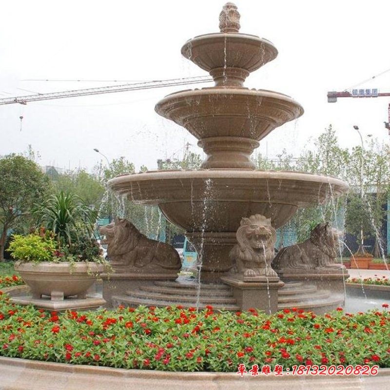 大型狮子喷泉雕塑公园景观雕塑