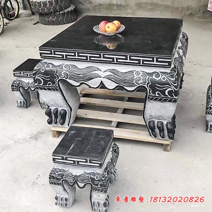 方形石桌凳仿古桌凳石雕