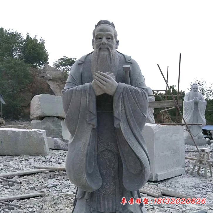 仿古孔子石雕校园景观雕塑