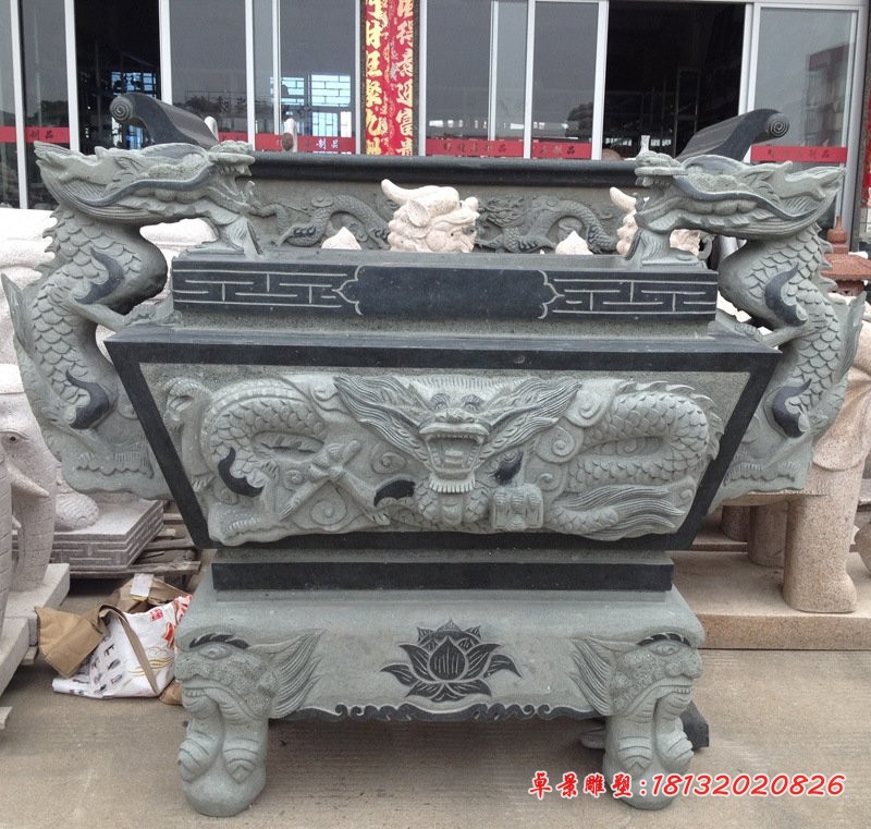 仿古龙头香炉寺庙景观石雕