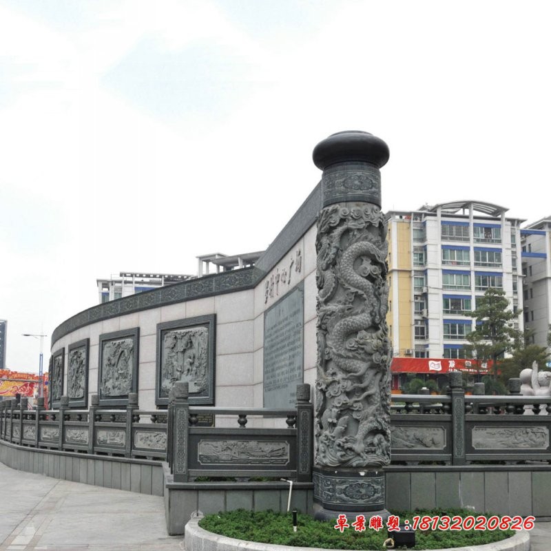 仿古盘龙柱广场景观石雕 