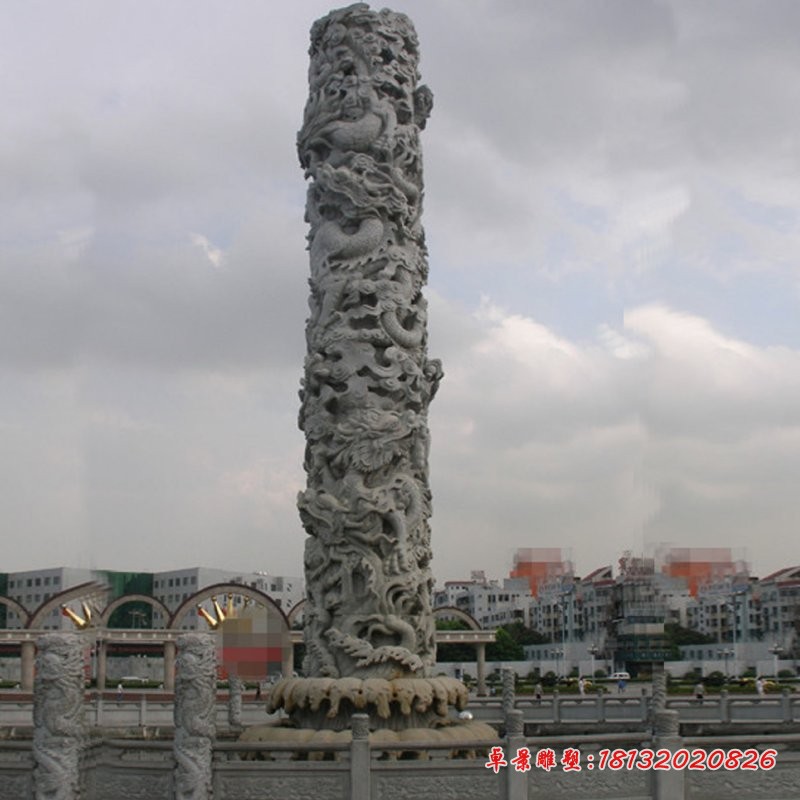仿古盘龙柱广场景观石雕