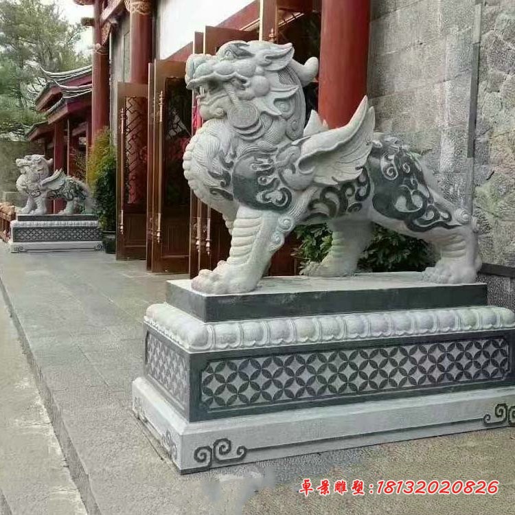 仿古貔貅石雕寺庙景观雕塑