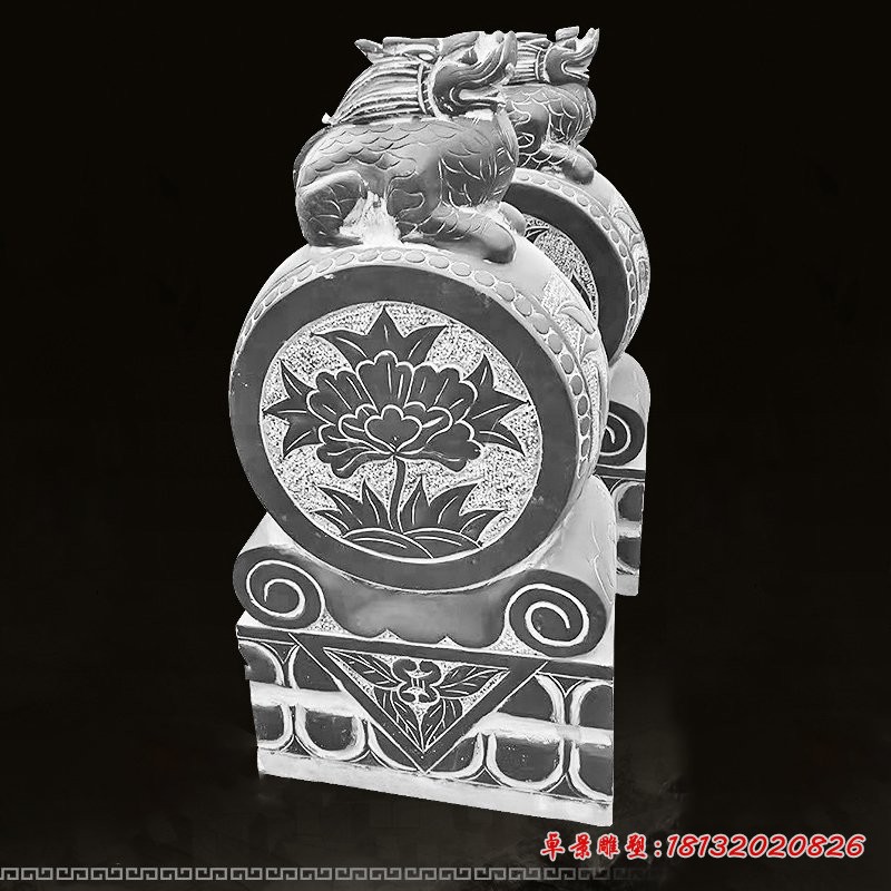 仿古麒麟石雕镇宅石门墩 