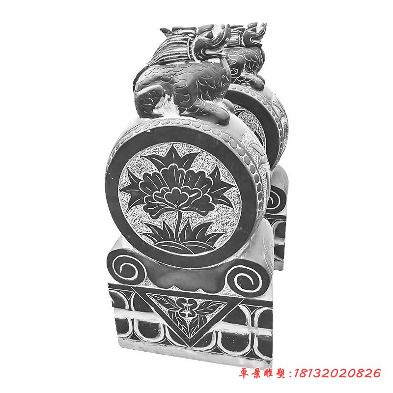 仿古麒麟石雕镇宅石门墩 