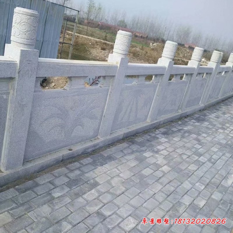 仿古石栏板梅兰竹菊石浮雕栏板