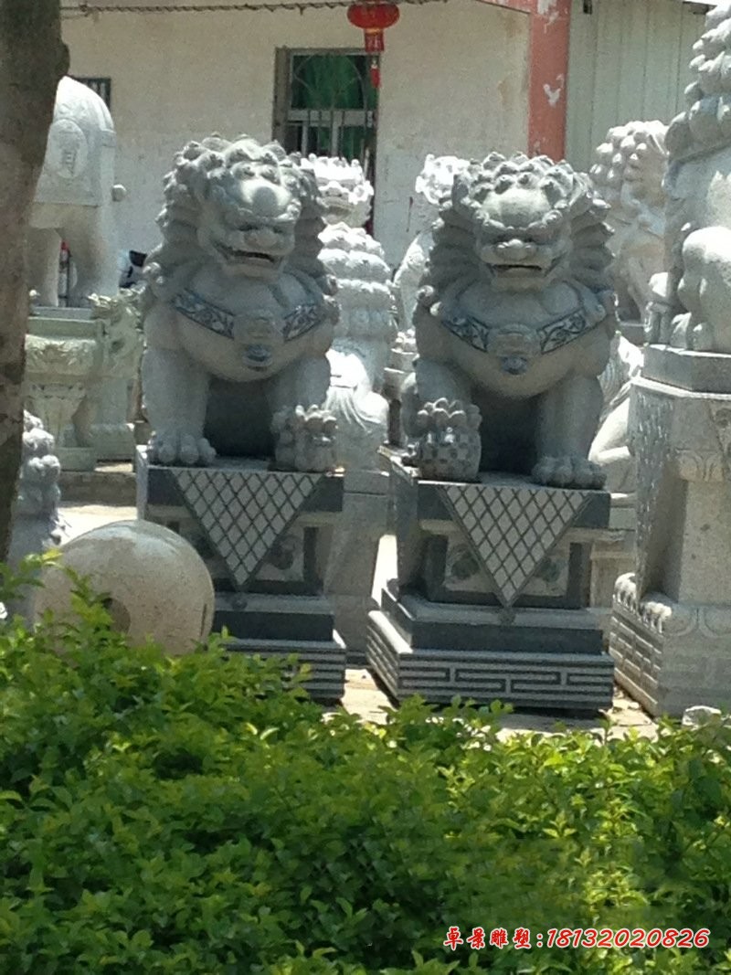 仿古石狮子寺庙景观雕塑 