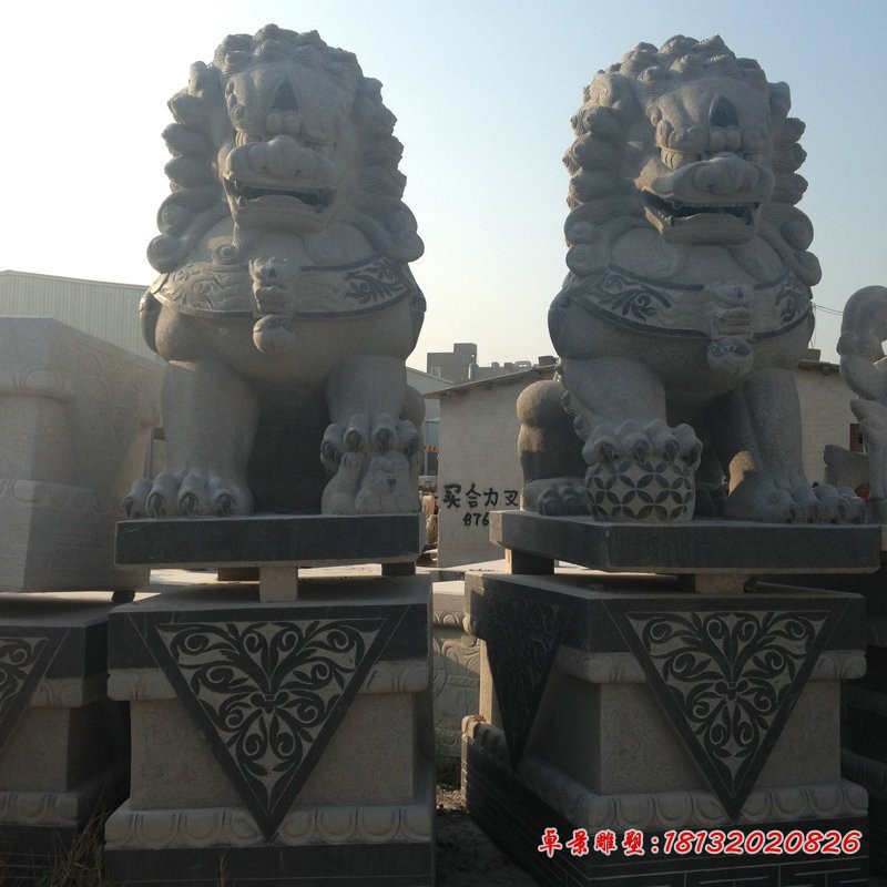 仿古石狮子寺庙景观雕塑 