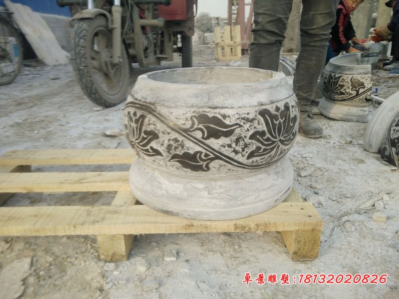 仿古石水缸圆形水缸石雕 