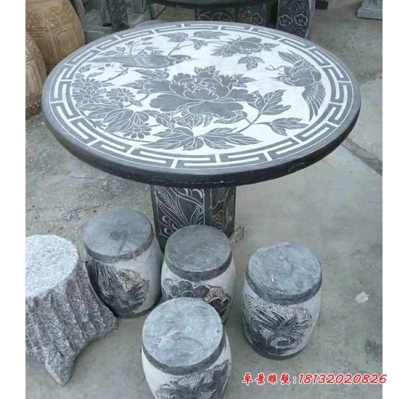 仿古石桌凳园林景观雕塑