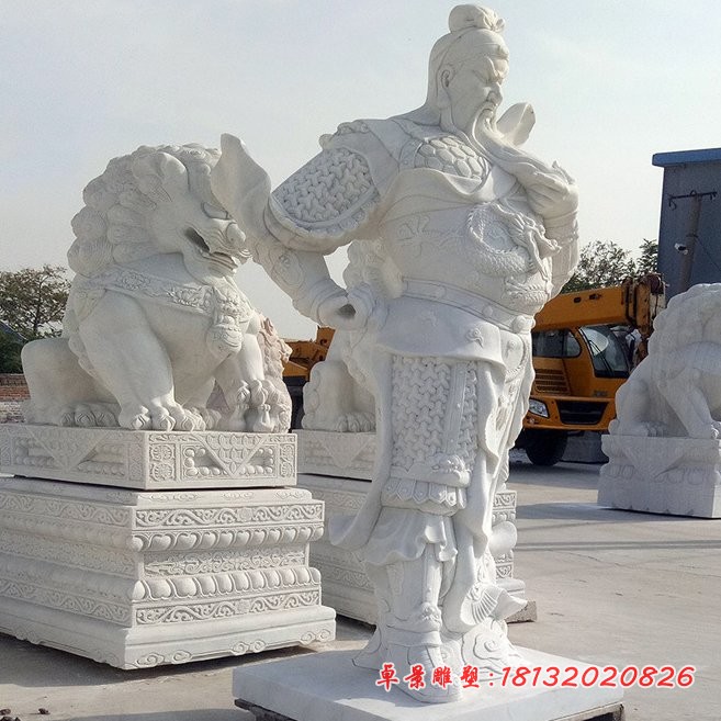 汉白玉关公武财神石雕