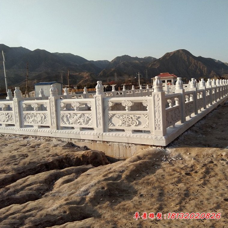 汉白玉栏板园林景观石雕 (2)