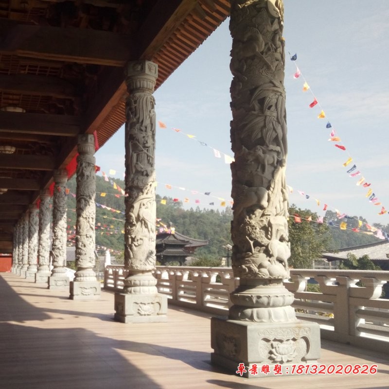 汉白玉龙柱寺庙石柱雕塑